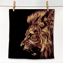 Angry Male Lion Gold Face Towel by Celenk