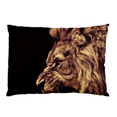 Angry Male Lion Gold Pillow Case by Celenk