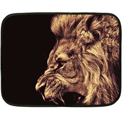 Angry Male Lion Gold Double Sided Fleece Blanket (mini)  by Celenk