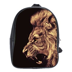 Angry Male Lion Gold School Bag (large) by Celenk