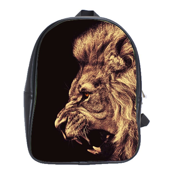 Angry Male Lion Gold School Bag (Large)