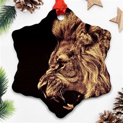 Angry Male Lion Gold Ornament (snowflake) by Celenk