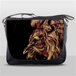 Angry Male Lion Gold Messenger Bags Front