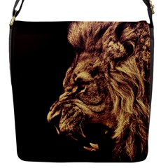 Angry Male Lion Gold Flap Messenger Bag (s) by Celenk