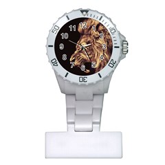 Angry Male Lion Gold Plastic Nurses Watch by Celenk