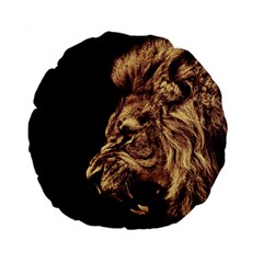 Angry Male Lion Gold Standard 15  Premium Flano Round Cushions by Celenk