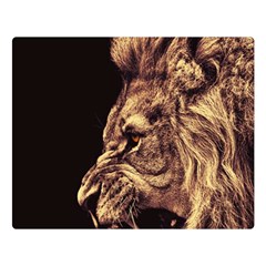 Angry Male Lion Gold Double Sided Flano Blanket (large)  by Celenk