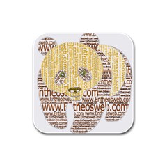 Panda Typography Rubber Square Coaster (4 Pack)  by Celenk