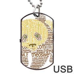 Panda Typography Dog Tag Usb Flash (two Sides) by Celenk