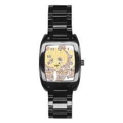 Panda Typography Stainless Steel Barrel Watch by Celenk