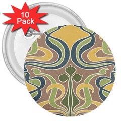 Art Floral 3  Buttons (10 Pack)  by NouveauDesign