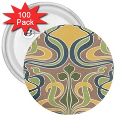 Art Floral 3  Buttons (100 Pack)  by NouveauDesign