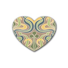 Art Floral Rubber Coaster (heart)  by NouveauDesign