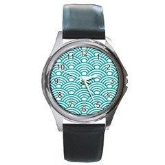 Art Deco Teal Round Metal Watch by NouveauDesign