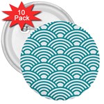 art deco teal 3  Buttons (10 pack)  Front