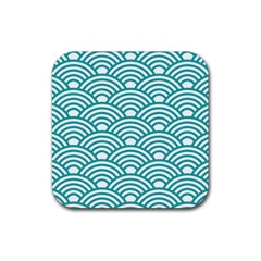 Art Deco Teal Rubber Coaster (square)  by NouveauDesign