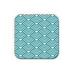 art deco teal Rubber Coaster (Square)  Front