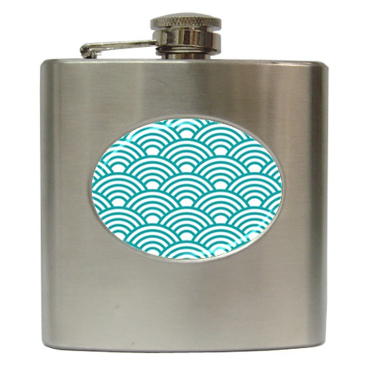 art deco teal Hip Flask (6 oz)