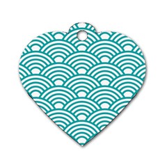 Art Deco Teal Dog Tag Heart (two Sides) by NouveauDesign