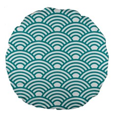 Art Deco Teal Large 18  Premium Flano Round Cushions by NouveauDesign