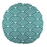 art deco teal Large 18  Premium Flano Round Cushions Back