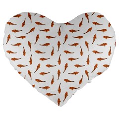 Koi Fishes Motif Pattern Large 19  Premium Flano Heart Shape Cushions