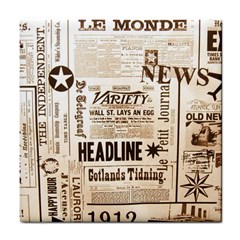 Vintage Newspapers Headline Typography Tile Coasters by yoursparklingshop