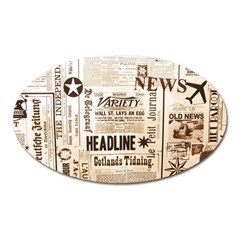 Vintage Newspapers Headline Typography Oval Magnet by yoursparklingshop