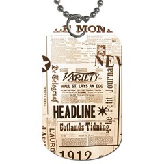 Vintage Newspapers Headline Typography Dog Tag (one Side) by yoursparklingshop