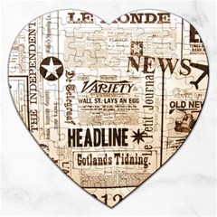 Vintage Newspapers Headline Typography Jigsaw Puzzle (heart) by yoursparklingshop