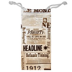 Vintage Newspapers Headline Typography Jewelry Bag by yoursparklingshop