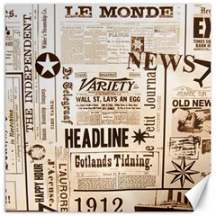 Vintage Newspapers Headline Typography Canvas 12  X 12   by yoursparklingshop