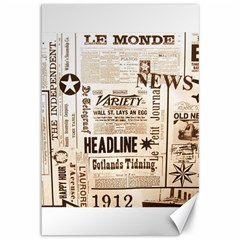 Vintage Newspapers Headline Typography Canvas 12  X 18   by yoursparklingshop