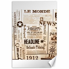 Vintage Newspapers Headline Typography Canvas 24  X 36  by yoursparklingshop