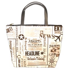 Vintage Newspapers Headline Typography Bucket Bags by yoursparklingshop