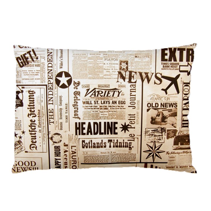 Vintage Newspapers Headline Typography Pillow Case