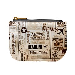 Vintage Newspapers Headline Typography Mini Coin Purses by yoursparklingshop