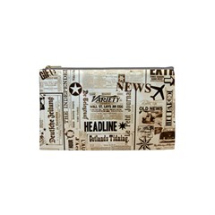 Vintage Newspapers Headline Typography Cosmetic Bag (small)  by yoursparklingshop