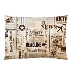 Vintage Newspapers Headline Typography Pillow Case (two Sides) by yoursparklingshop