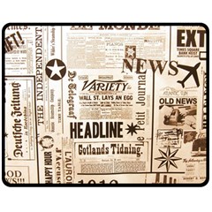 Vintage Newspapers Headline Typography Double Sided Fleece Blanket (medium)  by yoursparklingshop