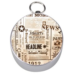 Vintage Newspapers Headline Typography Silver Compasses by yoursparklingshop