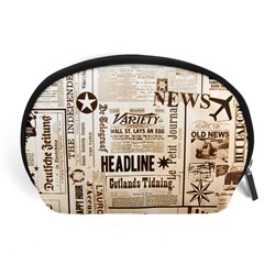 Vintage Newspapers Headline Typography Accessory Pouches (large)  by yoursparklingshop