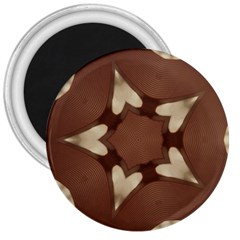 Chocolate Brown Kaleidoscope Design Star 3  Magnets by yoursparklingshop