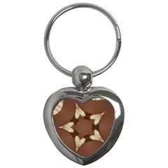 Chocolate Brown Kaleidoscope Design Star Key Chains (heart)  by yoursparklingshop