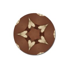 Chocolate Brown Kaleidoscope Design Star Magnet 3  (round) by yoursparklingshop