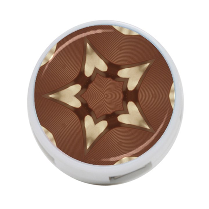 Chocolate Brown Kaleidoscope Design Star 4-Port USB Hub (One Side)