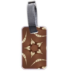 Chocolate Brown Kaleidoscope Design Star Luggage Tags (two Sides) by yoursparklingshop