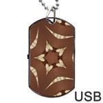 Chocolate Brown Kaleidoscope Design Star Dog Tag USB Flash (Two Sides) Front