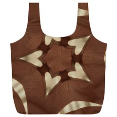 Chocolate Brown Kaleidoscope Design Star Full Print Recycle Bags (l)  by yoursparklingshop