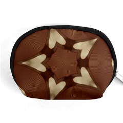 Chocolate Brown Kaleidoscope Design Star Accessory Pouches (medium)  by yoursparklingshop